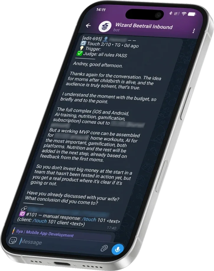 Wizard AI agent chat on iPhone